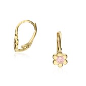 Cercei aur 14K floare cu piatra roz si tortita inchisa DiAmanti E34-823EG14K-AS